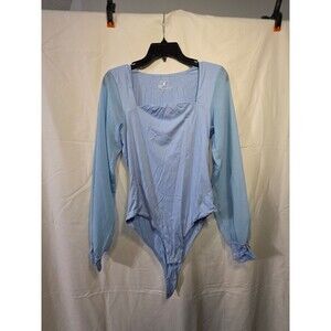 AVIDLOVE Women's Long Sleeve Blue Bodysuit Leotard Large L